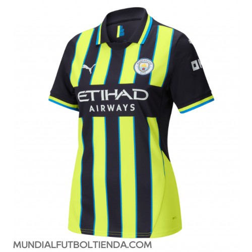 Camiseta Manchester City Segunda Equipación Replica 2024-25 para mujer mangas cortas